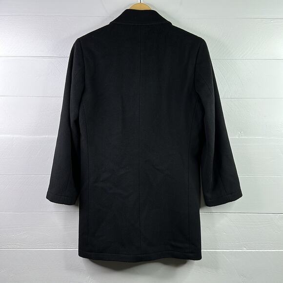MICHAEL KORS Black Nylon Wool Overcoat Long Sleeve Button Up Jacket Size‎ 14R - Picture 2 of 11